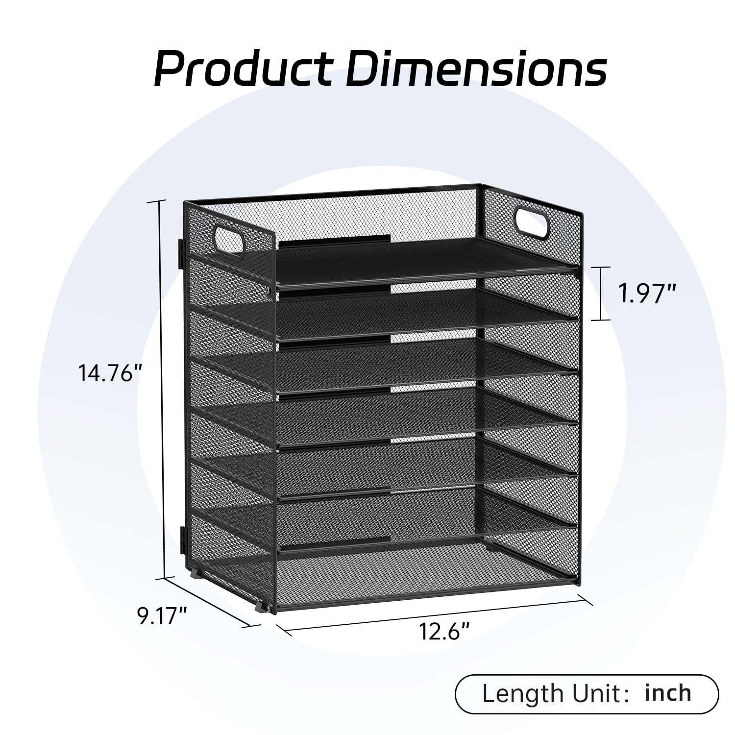 ReePlan 7 Tier Paper Organizer for Desk with Letter Trays & Handle Black