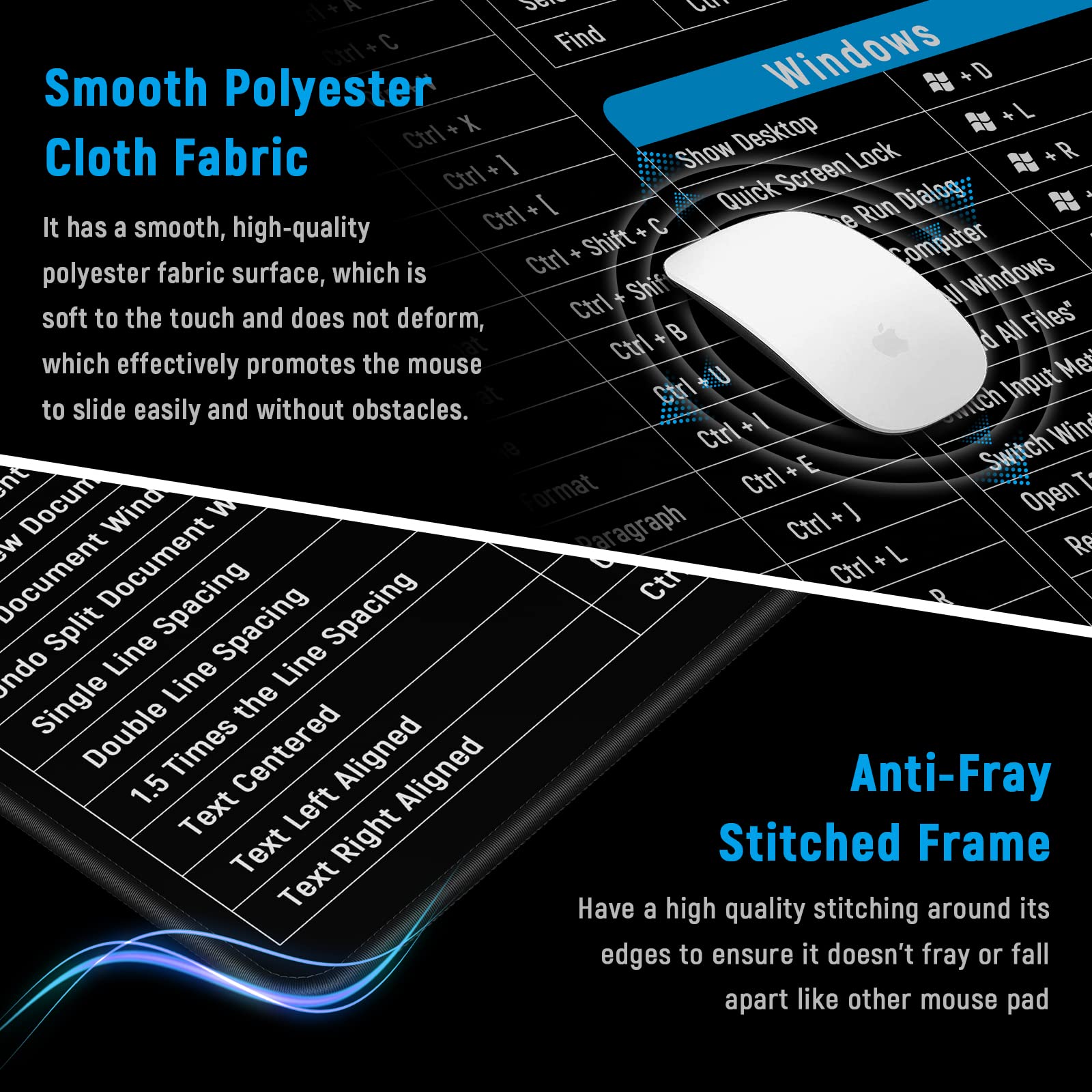 JIALONG Large Gaming Mouse Pad Desk Mat Office Software Excel Shortcuts Mousepad with Personalized