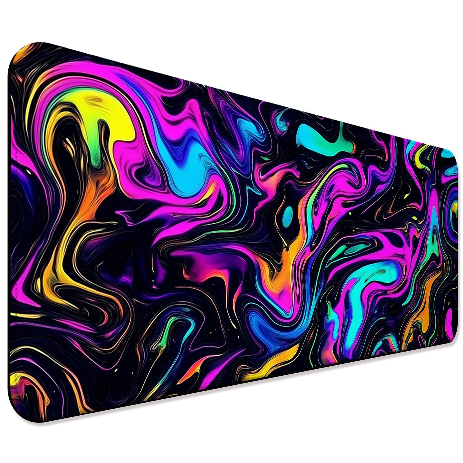 JIANG100 Abstract Fluid Marble Swirl Gaming Desk Mat, Extended Mouse Pad