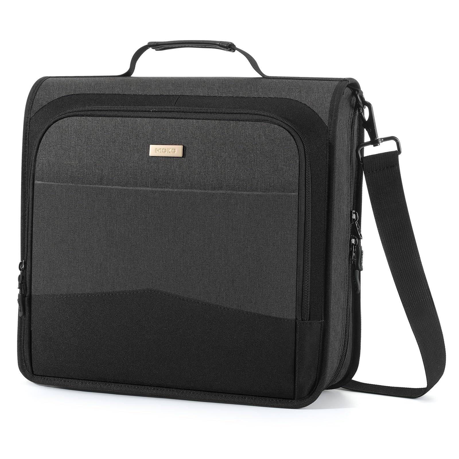 MoKo Zipper Binder, 3-Inch 3-Ring, 600 Sheets, 6-Tab File Folders, Black
