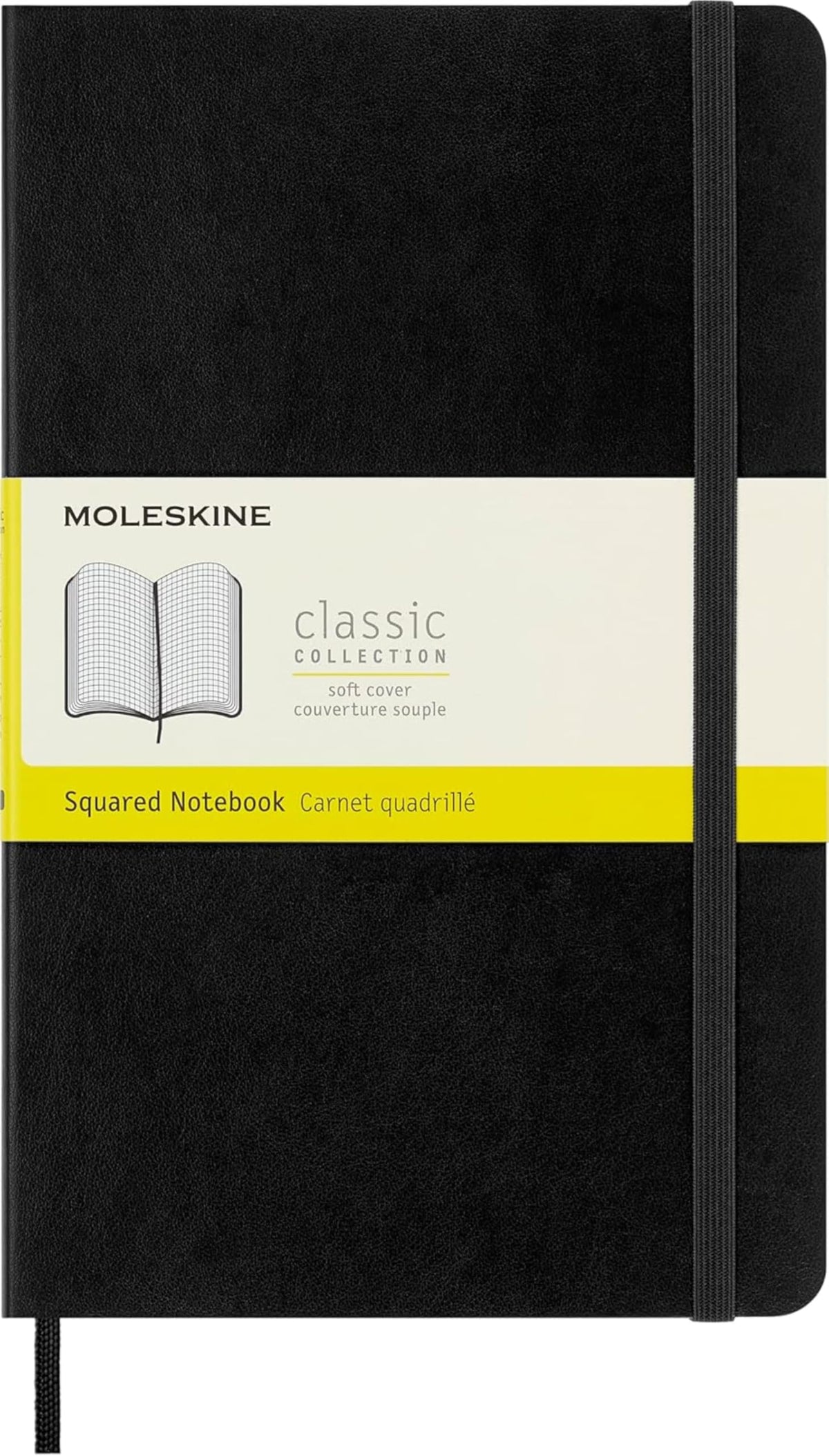 Moleskine Classic Notebook, Soft Cover, Squared/Grid, Large (5" x 8.25"), Black, 192 pages