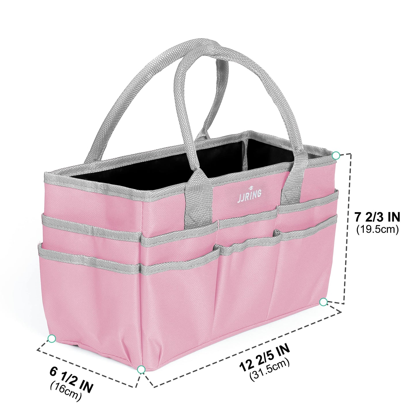 JJRING 600D Nylon Craft & Art Organizer Tote Bag With Pockets, Pink