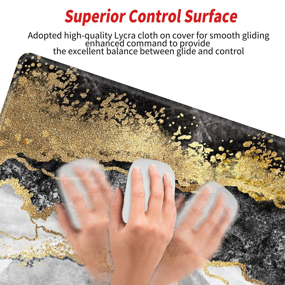 Gaming Mouse Pad 48 x 24 Giant Desk Mat Black Gold Marble Mousepad Extra Large Desk Pad XXXL Mouse