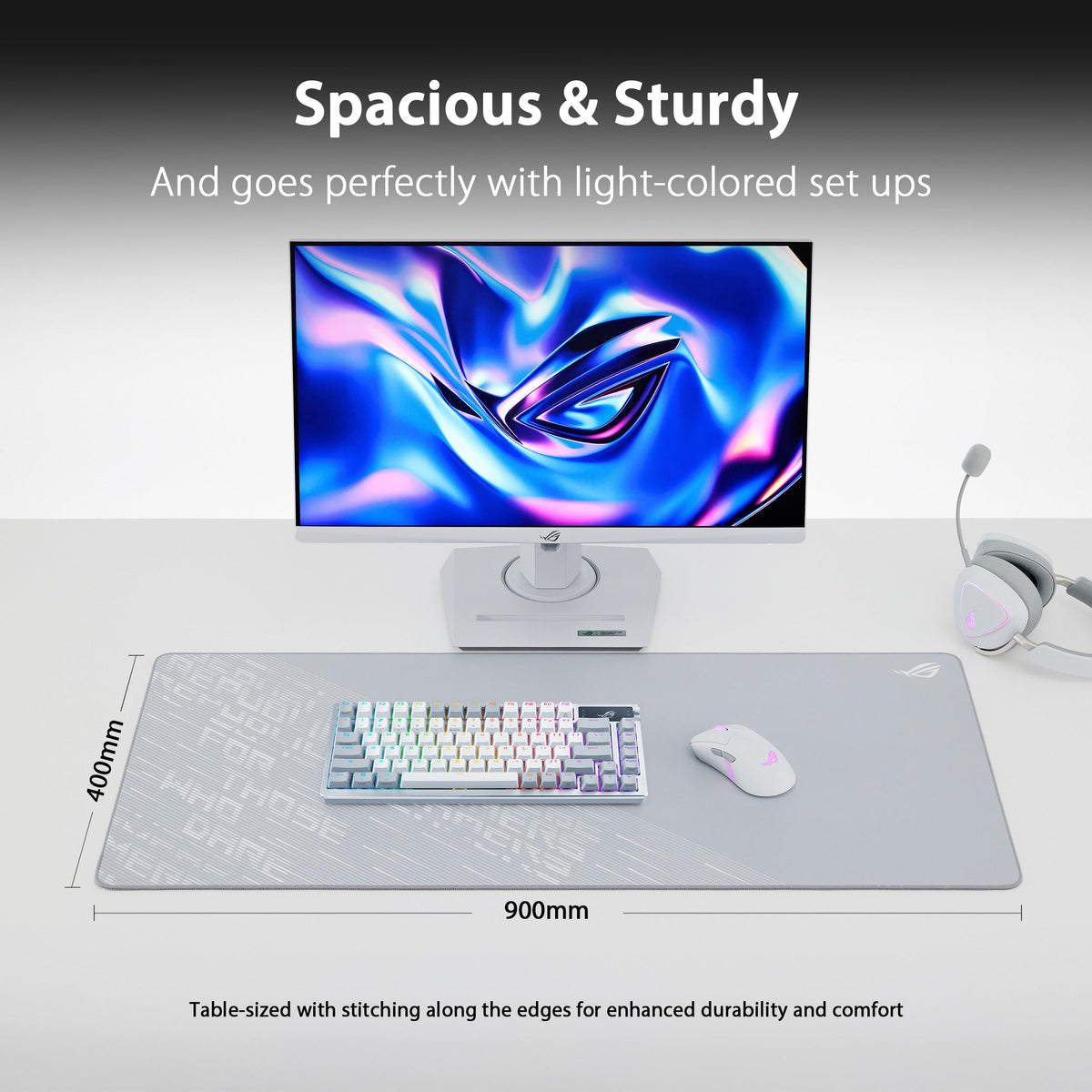 ASUS ROG Scabbard II Arctic Gray XXL Gaming Mouse Pad – 35.4” x 15.7” (Extended/XXL Size), Soft