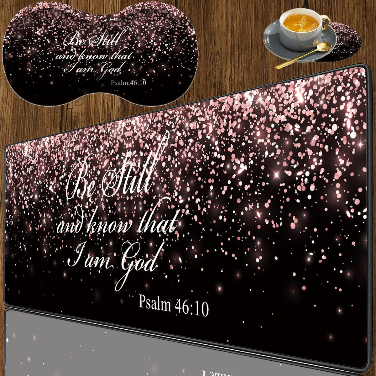 3 Piece Mouse Pad Set with Stitched Edge Large Anti-Slip Mouse Pad Desk Pad Keyboard Pad + Wrist