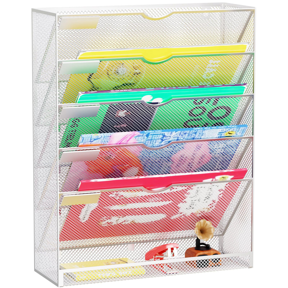 GDINDINFAN Hanging Wall File Organizer 6 Tier Wall Mounted File Holder Document Wall Organizer