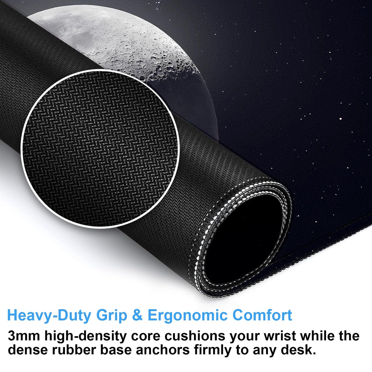 Black Moon Desk Mat, Astronomy XXL Large Gaming Mouse Pad 31.5x15.7 in