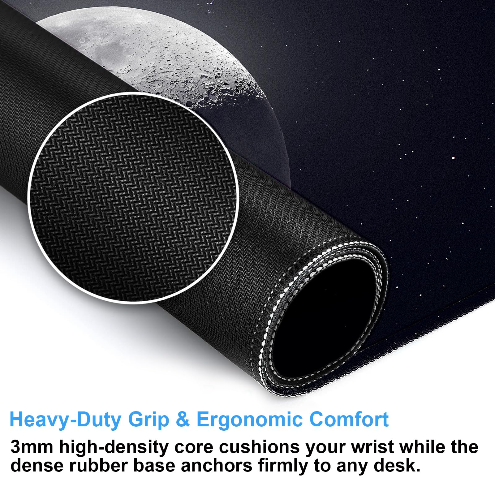 Black Moon Desk Mat, Astronomy XXL Large Gaming Mouse Pad 31.5x15.7 in