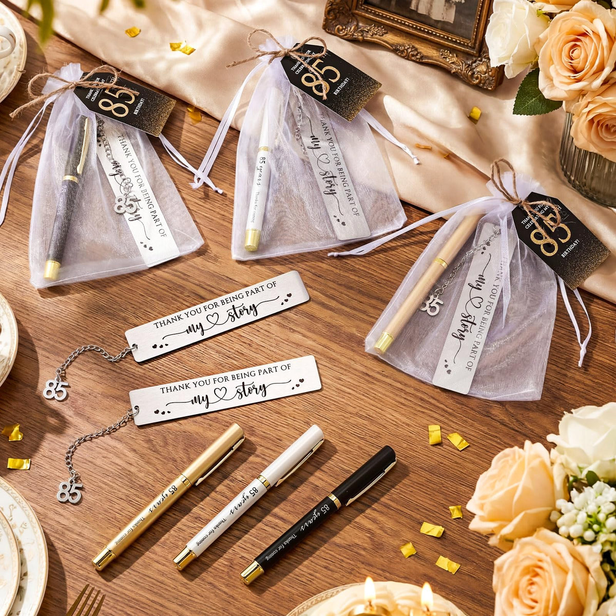 Sinload 25 Sets Birthday Favors for Guests 25 Thanks for Coming Ballpoint Pens 25 Metal Bookmarks