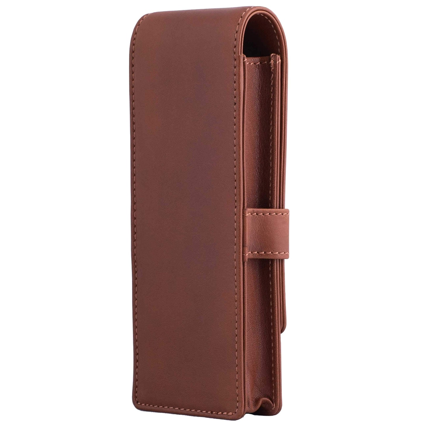 DiLoro Leather Triple Pen Case Pencil Pouch Holder for Three Fountain Ballpoint Rollerball Pens and