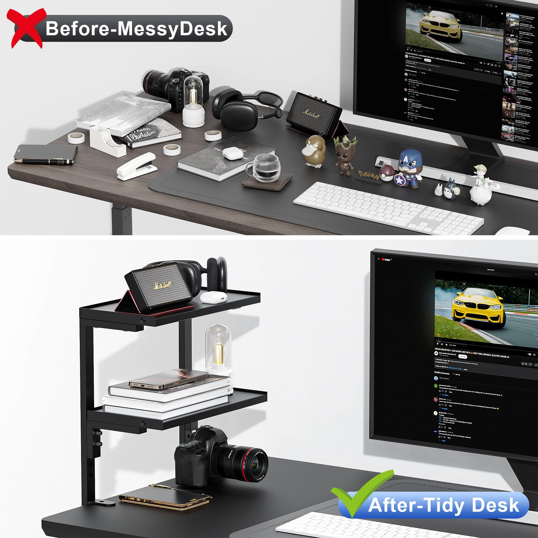 Spacrea 2 Tier Clamp on Desk Shelf