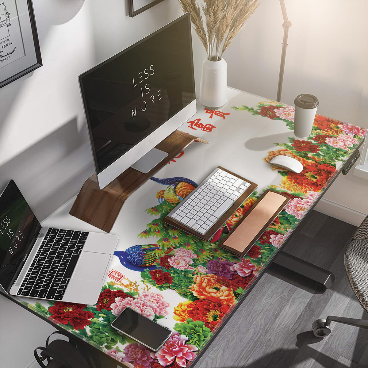 LL-COEUR XXL Landscape Gaming Mouse Pad Computer Keyboard Mat Office Desk Pad (Peacock, 47.2" x