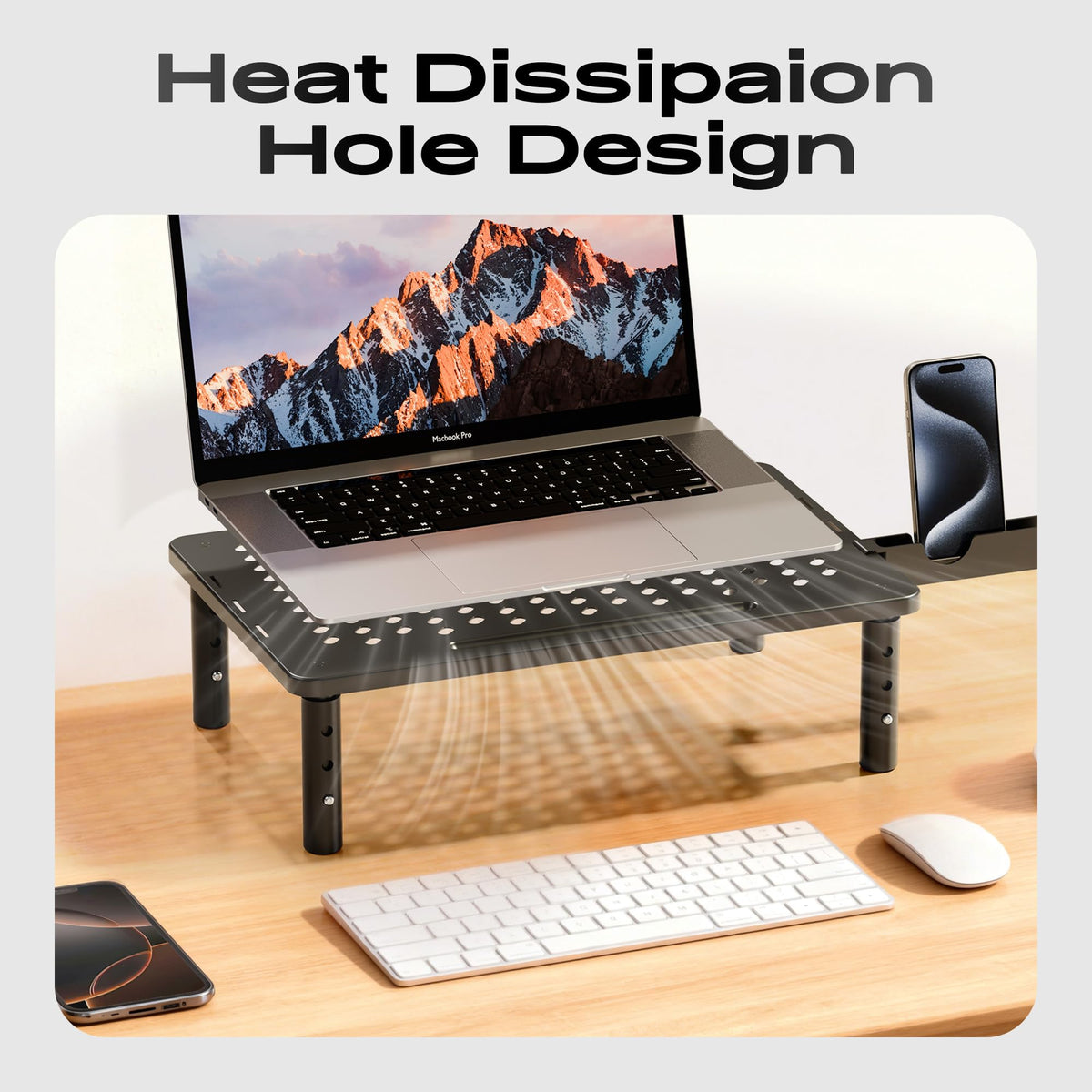Canyora Computer Monitor Stand Riser for Desk, 3 Height Adjustable PC Laptop TV Desktop Monitor