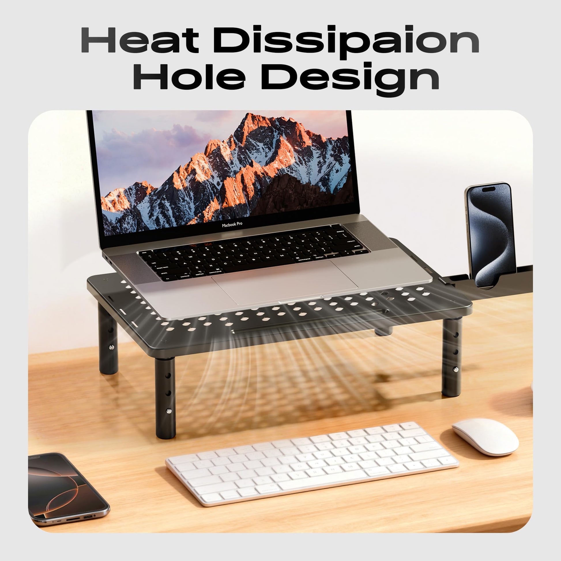 Canyora Computer Monitor Stand Riser for Desk, 3 Height Adjustable PC Laptop TV Desktop Monitor