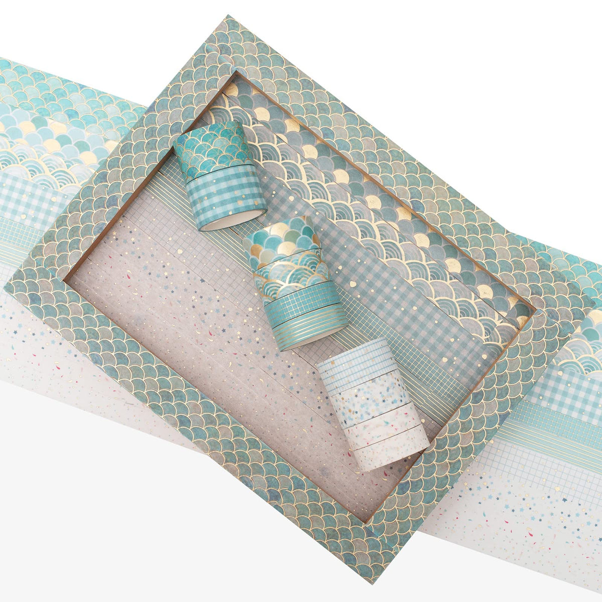YUBX Creative Washi Tape Set 10 Rolls Gold Foil Print Decorative Masking Tapes for Arts, DIY