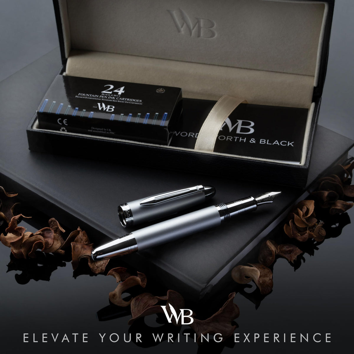 Wordsworth & Black Majesti Luxury Fountain Pen Set for Writing, Medium Nib