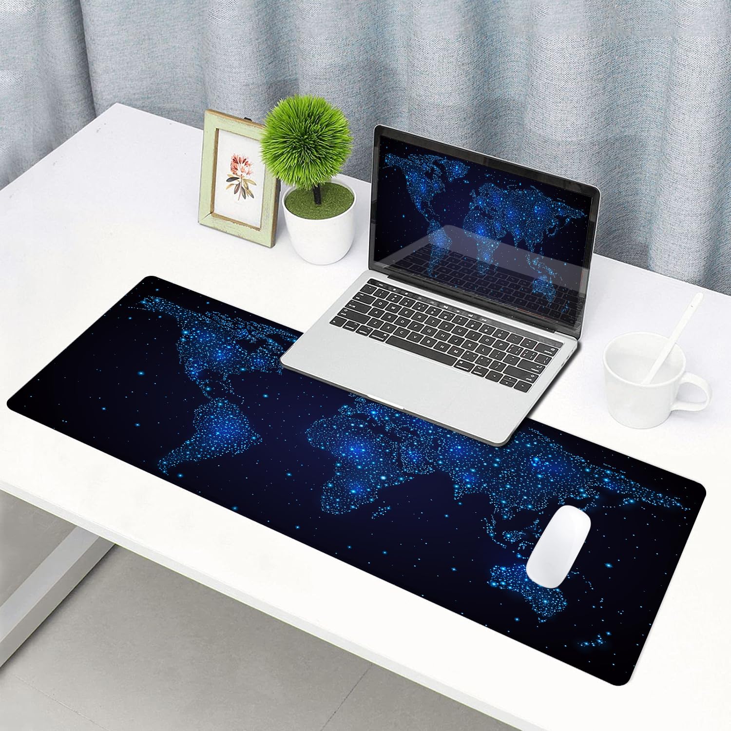 SANWUMIAN Large Gaming Mouse Pad with Stitched Edges, Desk Pad Extended Keyboard Mat, Non-Slip