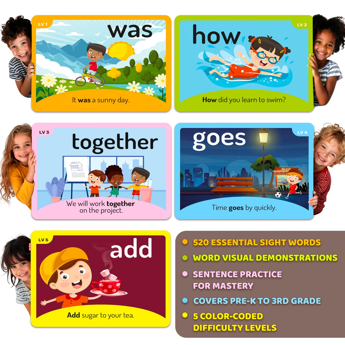 Flash Cards for Kids Ages 4-8 - Preschool Educational Reading Flashсards