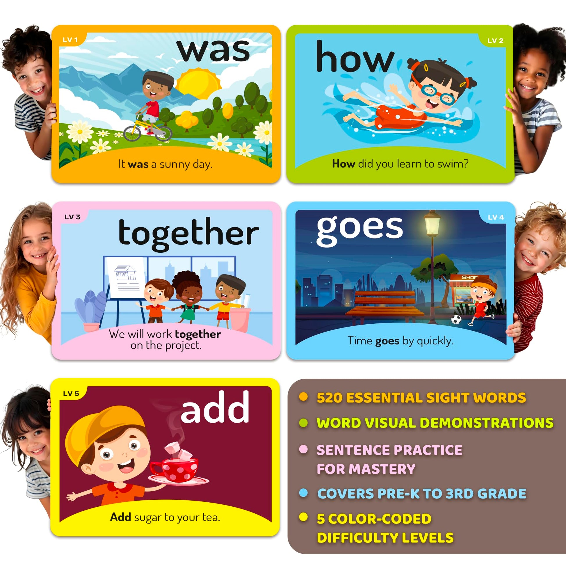 Flash Cards for Kids Ages 4-8 - Preschool Educational Reading Flashсards