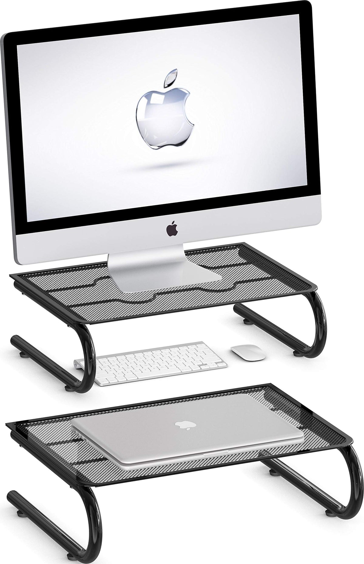 Simple Houseware Mesh Monitor Stand Riser, Black, 2 Pack