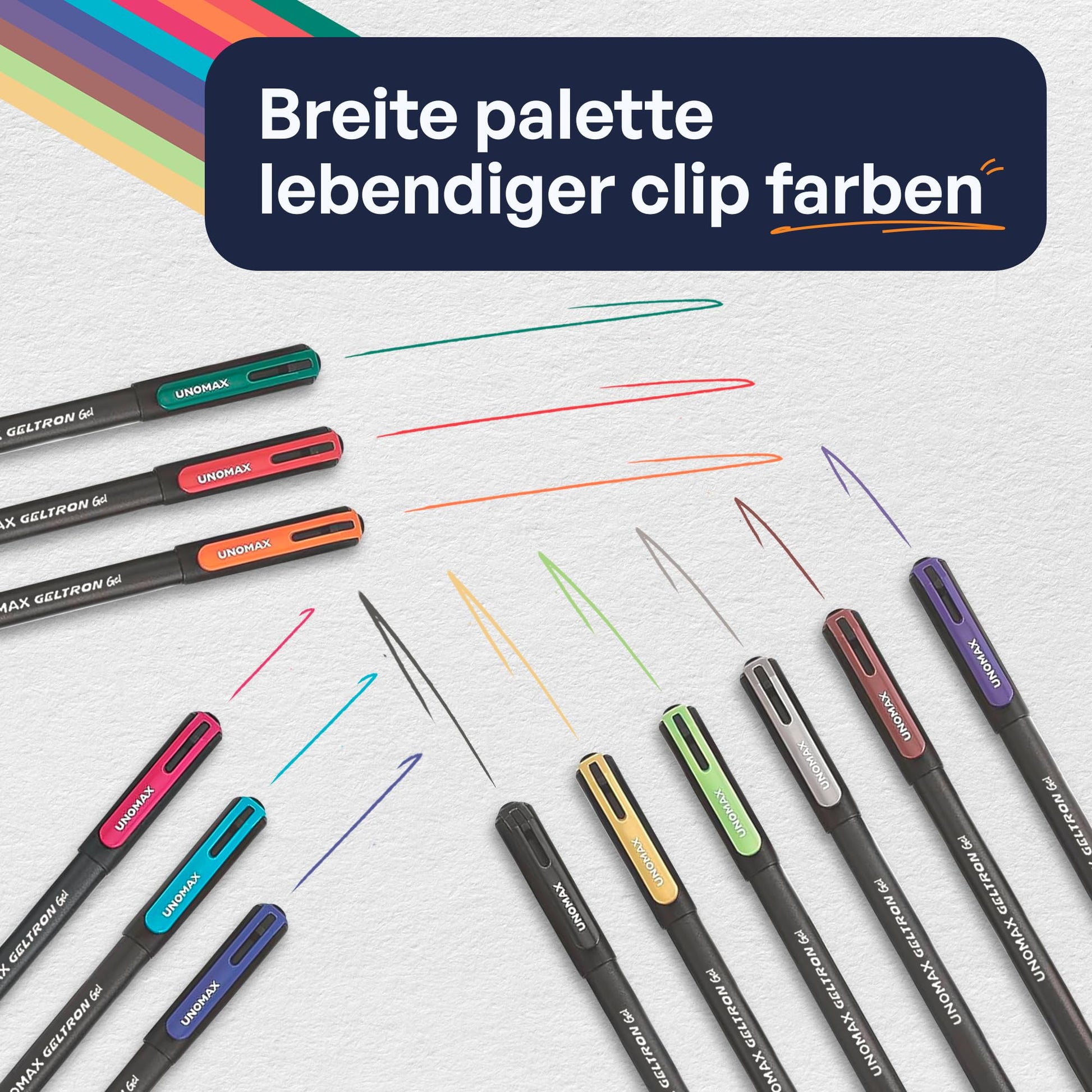 UNOMAX Geltron Fashion Gel Pen - Pack of 12, Assorted Colours | Elevate Your Writing Experience: