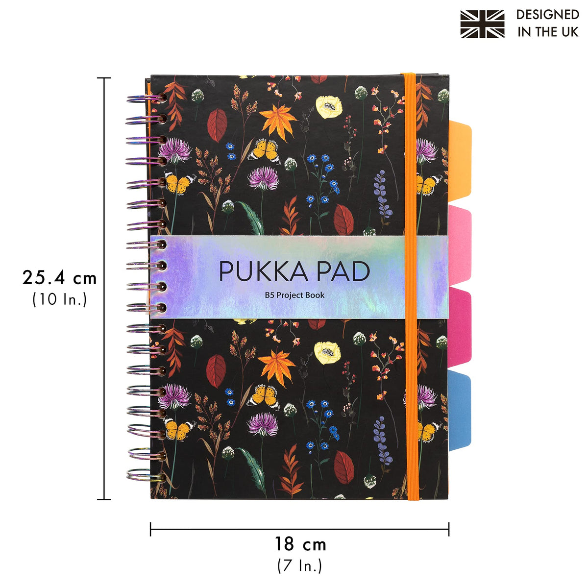 Pukka Pad 5 Subject Spiral Notebook 3-Pack - 200 Pages, 100 Sheets of 80GSM Paper with