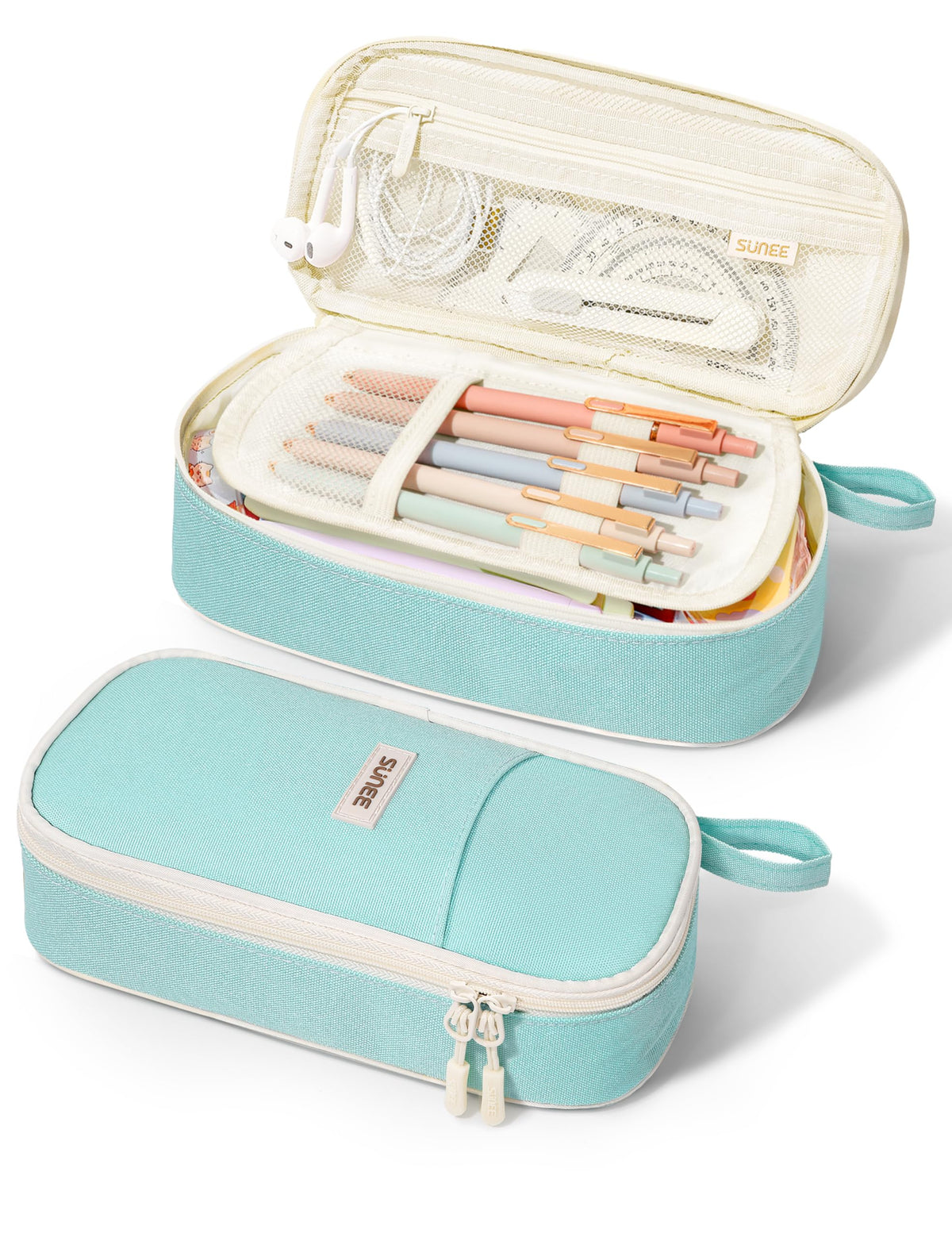 SUNEE Cute Pencil Case, Aesthetic Pen Pouch, Colored Large Pencil Bag with Zipper, Kawaii