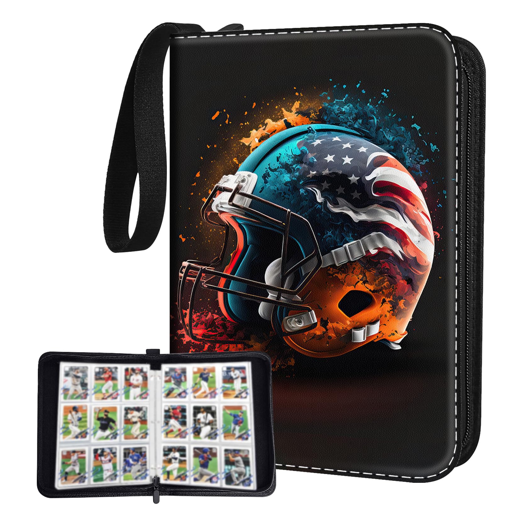Football Card Binder,9-Pocket Book For 900 Cards,50 Removable Binders Football Binder,Football Card