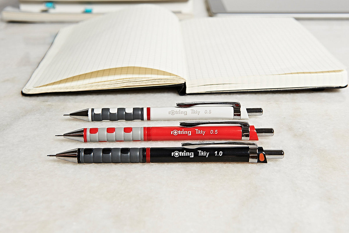 rOtring Tikky Mechanical Pencil Set, 0.7 mm, Includes Leads and Eraser, White