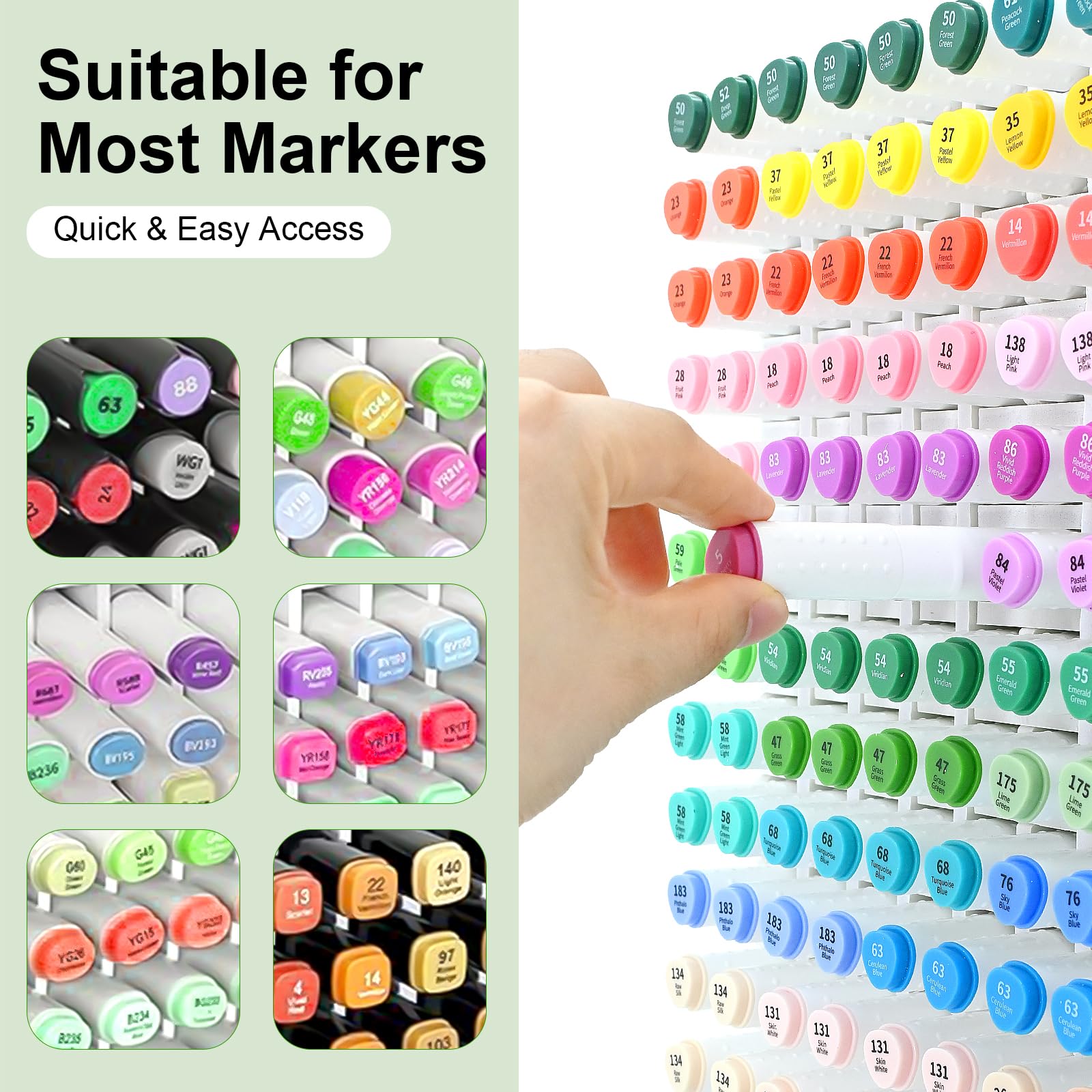 LOSADY Marker Organizer, 210-Slot Marker Holder with Adjustable Dividers