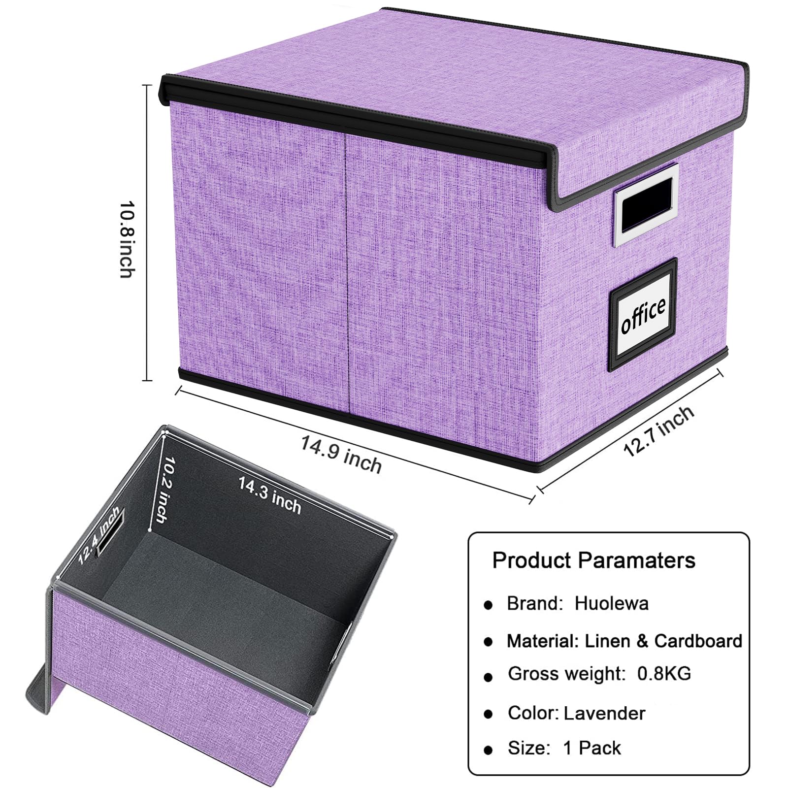 Huolewa File Organizer Box with Lids, Collapsible File Folder Organizer
