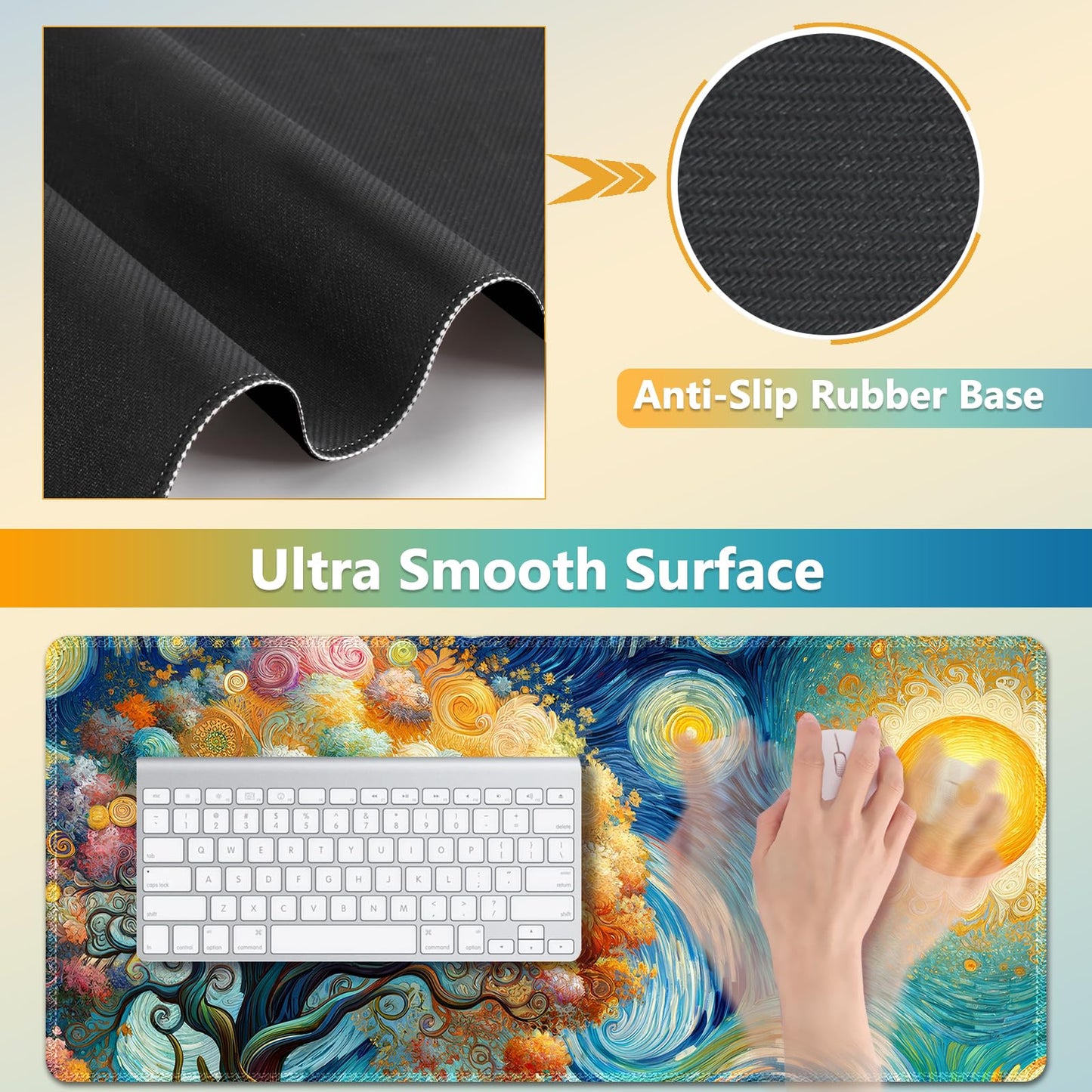 AIMSA Keyboard Mouse Pad Set, Large Gaming Mouse Pad + Wrist Rest + Mouse Pad with Wrist Support +