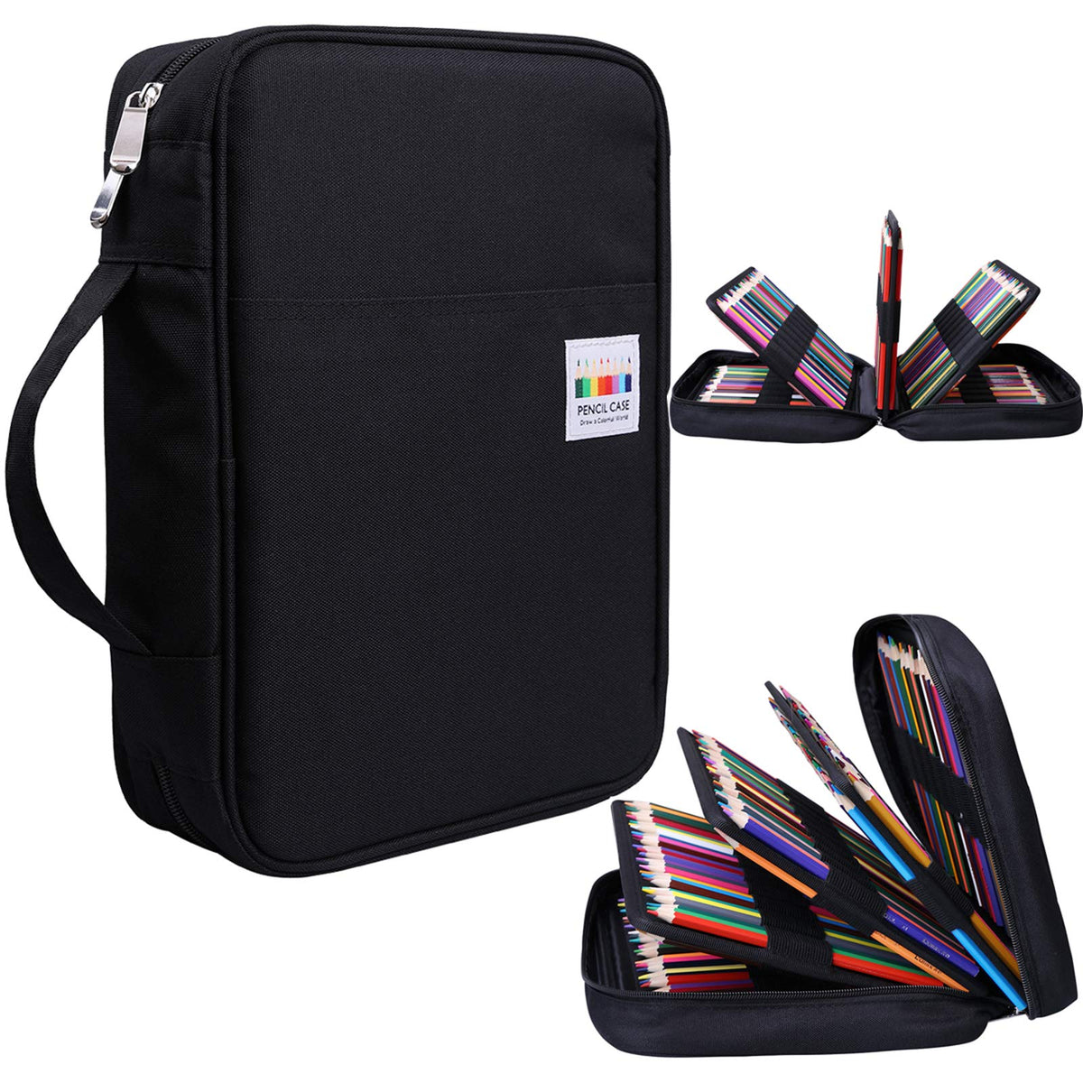 BOMKEE Pencil Case for Adults 220 Slots Pencase Colored Pencils Gel Pen Organizer Bag with Zipper