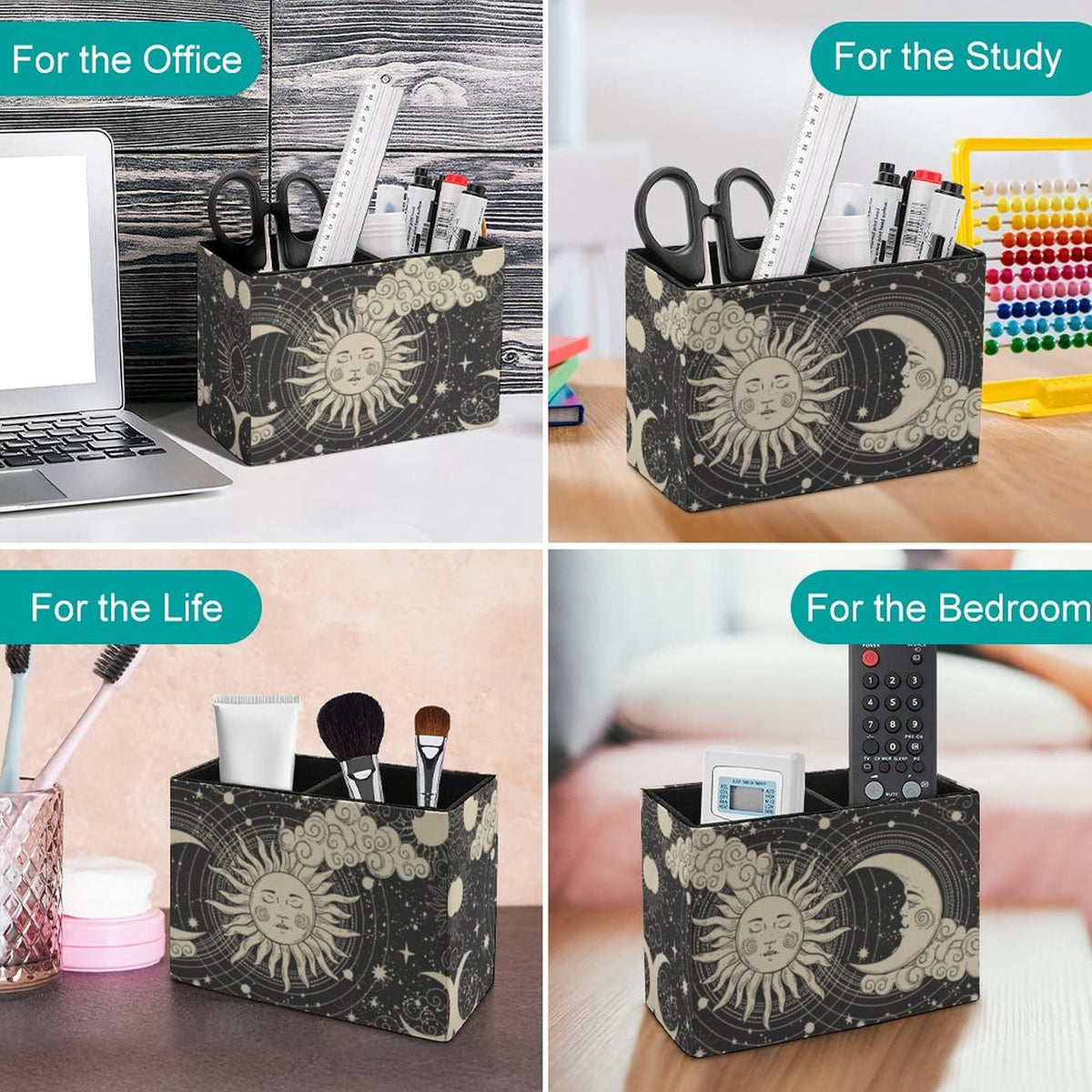 Niapessel Pencil Holder for Desk, Abstruse Astrology Sun Moon Pen Holder Storage Desktop Pen
