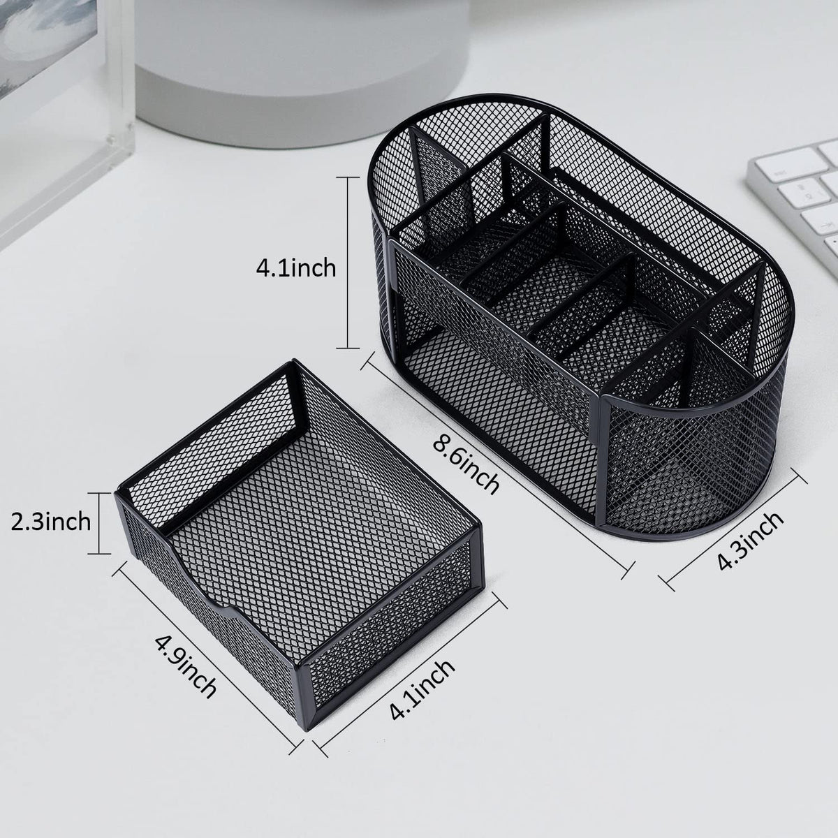 Byjoph Black Mesh Pen Holder Desk Organizer Cute Office Supplies Pencil and Marker Organizers Oval