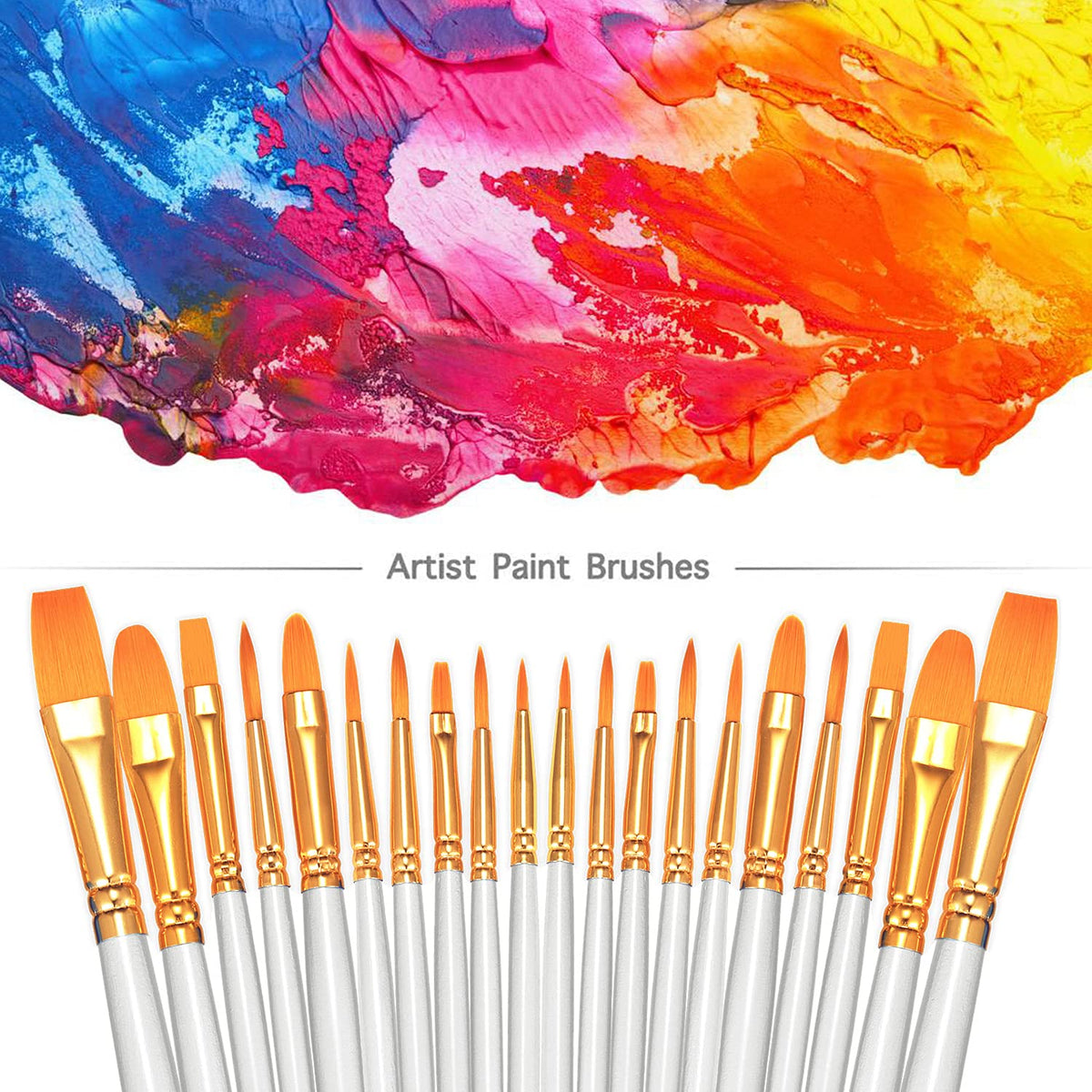 BOSOBO Paint Brushes Set, 6 Pack 60 Pcs Round Pointed Tip Paintbrushes Nylon Hair Artist Acrylic