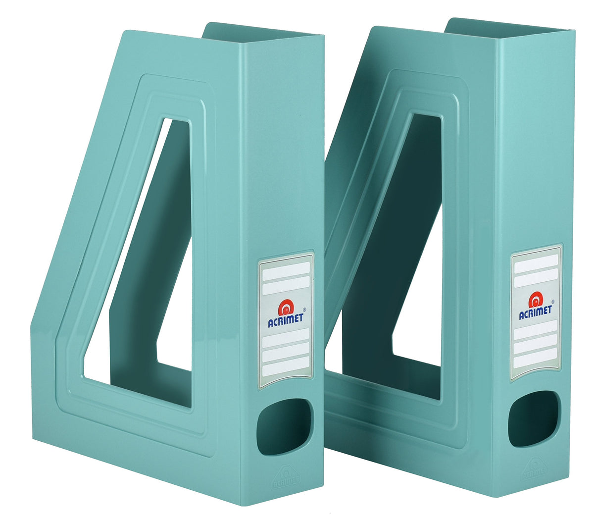 Acrimet Magazine File Holder, Vertical Desk Organizer, Solid Green, 2 Pack