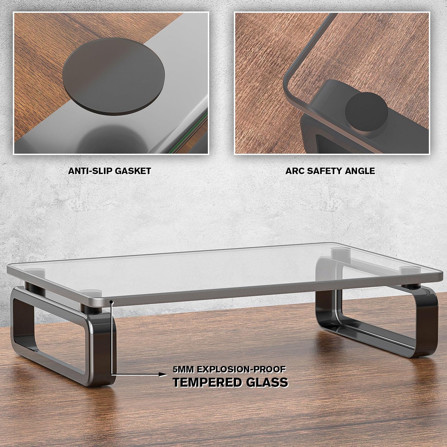 Hemudu Computer Monitor Stand Riser Multi Media Desktop Stand for Flat Screen LCD LED TV