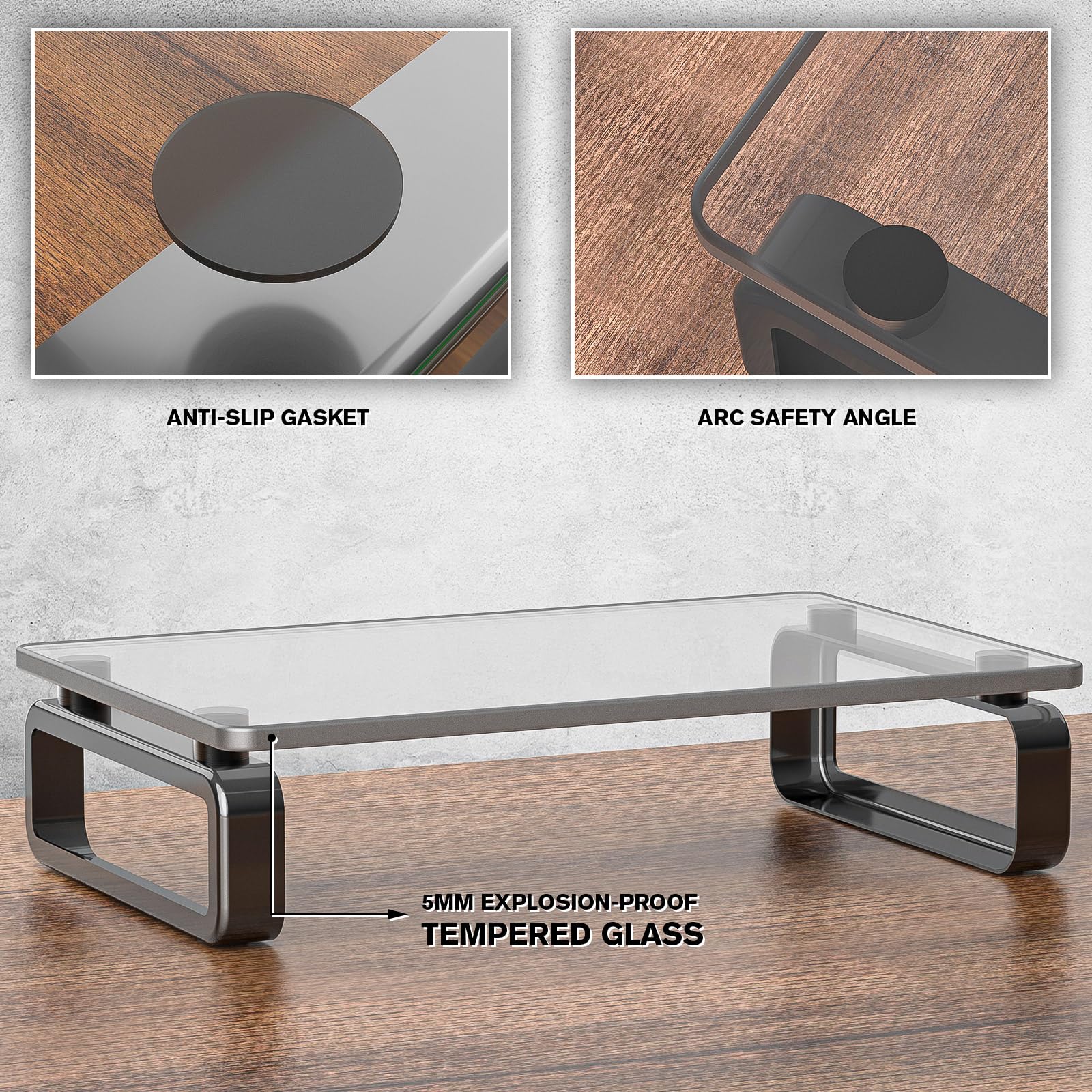 Hemudu Computer Monitor Stand Riser Multi Media Desktop Stand for Flat Screen LCD LED TV