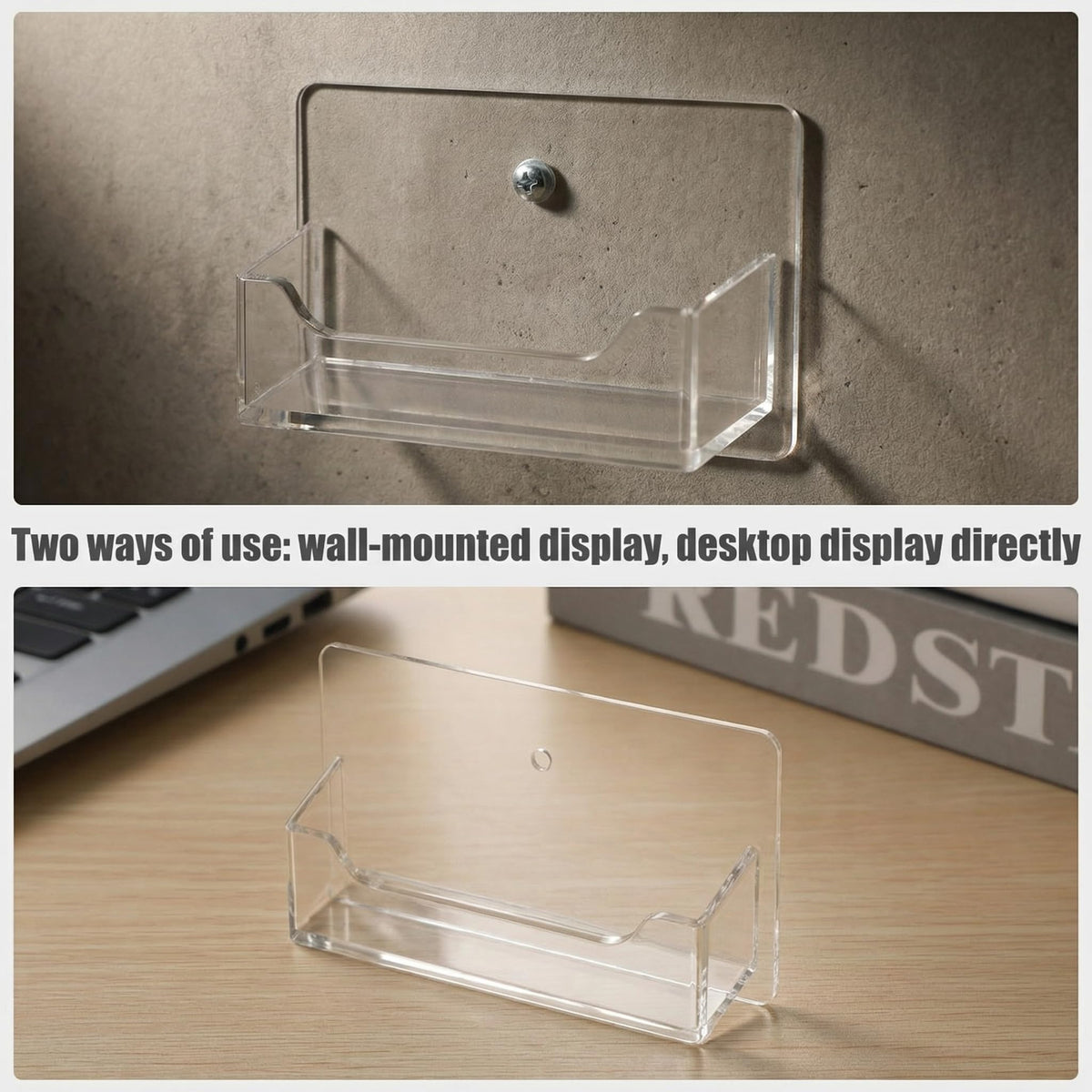 Wesiti 12 Pcs Individual Acrylic Business Card Holders, Wall & Desk Display