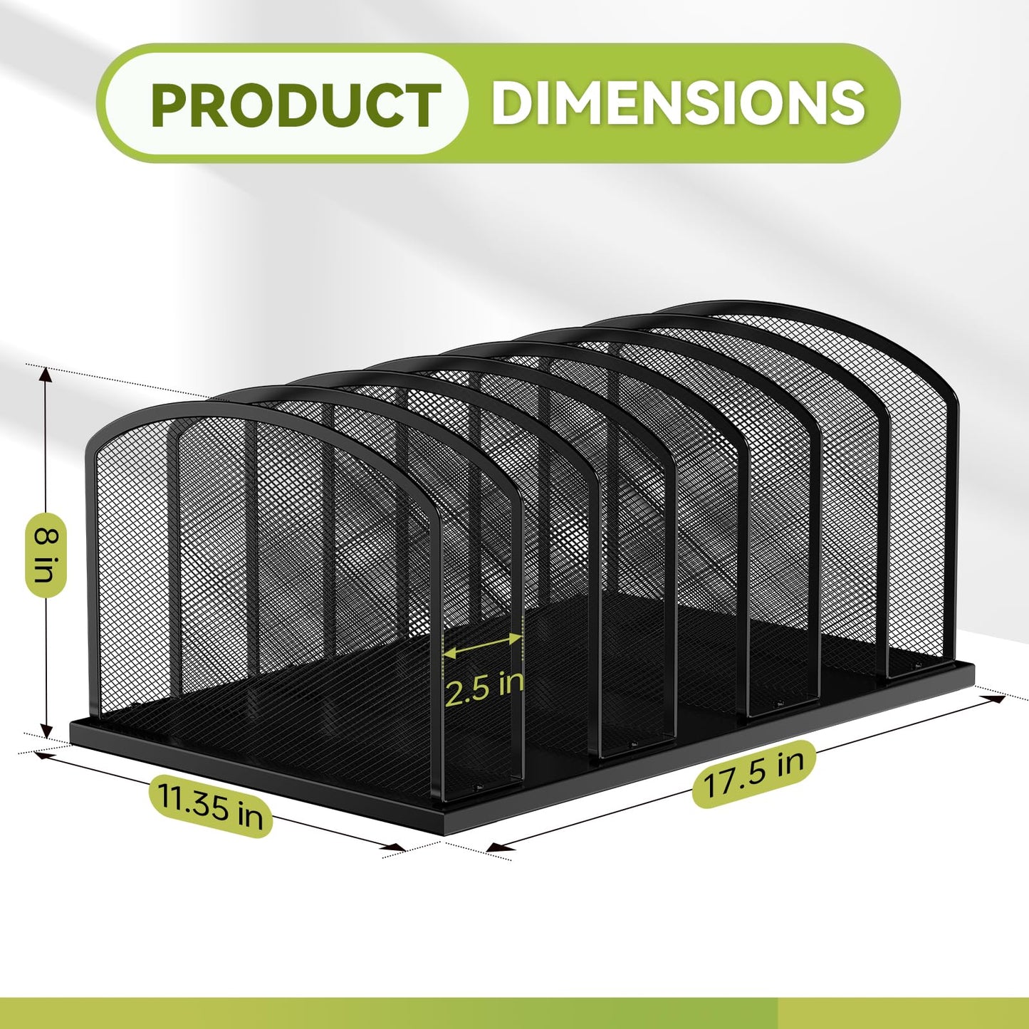 MINDEPOT Desk File Organizer 7 Sections Upright Mesh File Sorter Organizer for Desk, Office