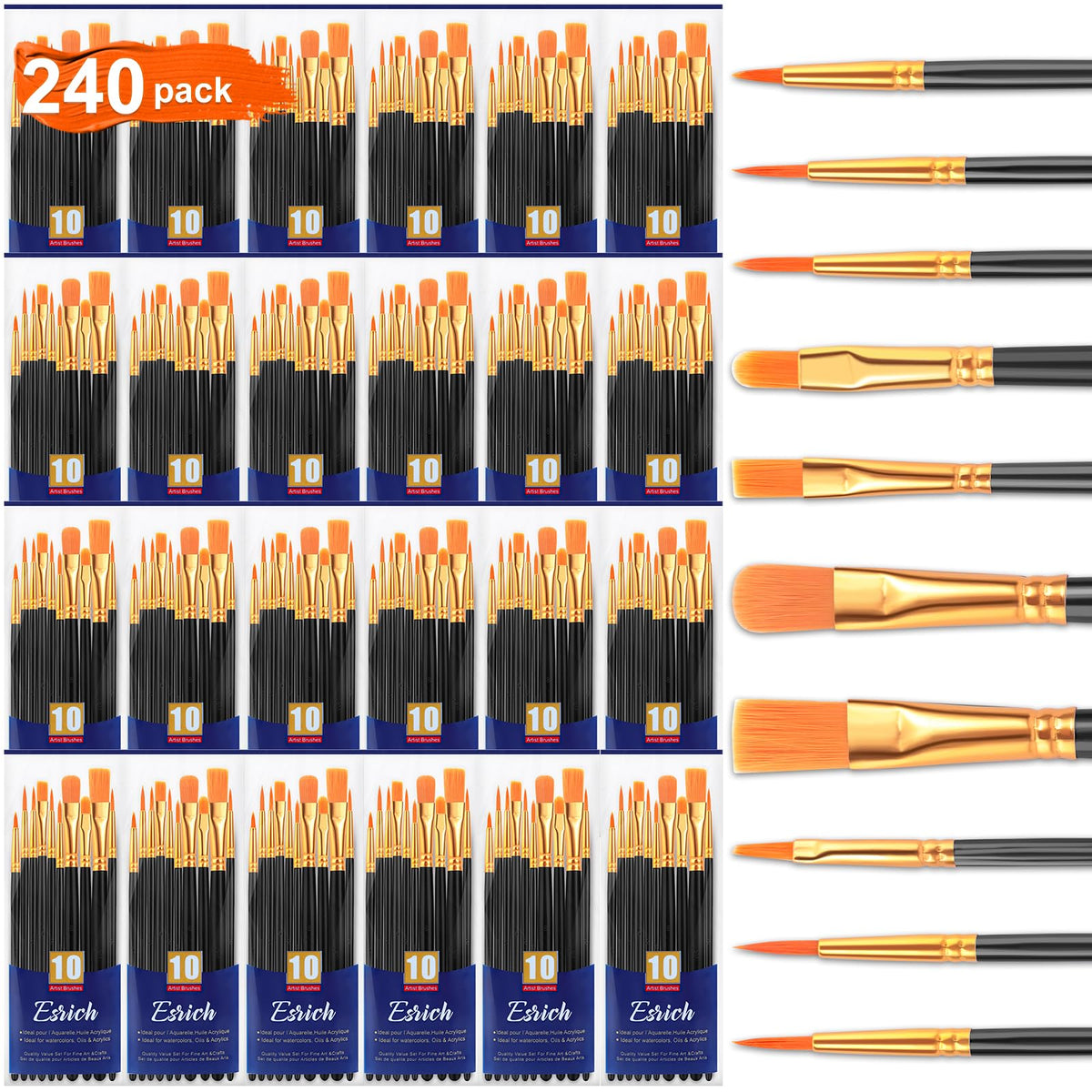ESRICH 240PCS Paint Brushes, Paint Brush for Acrylic Painting