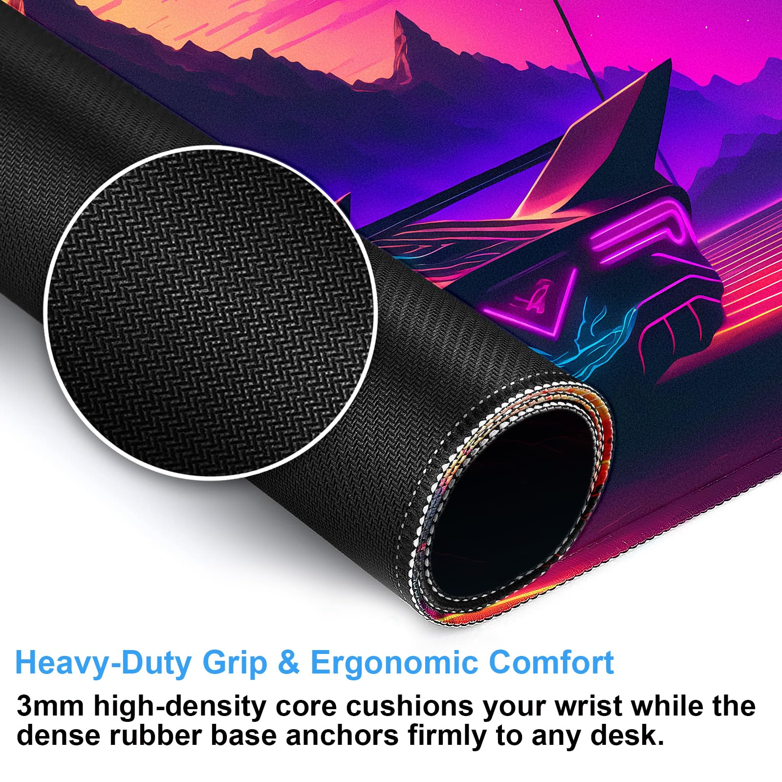 Synthwave Desk Mat, Retro Car XXL Large Gaming Mouse Pad 31.5x15.7 in
