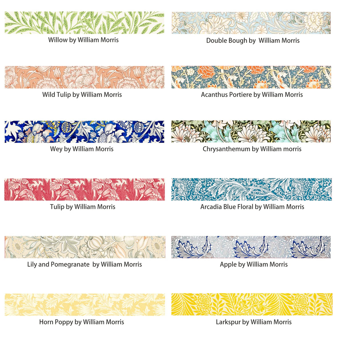 Berkin Arts 12 Rolls Art Floral Designs Washi Tape Set - 15 mm Wide Decorative Adhesive Masking