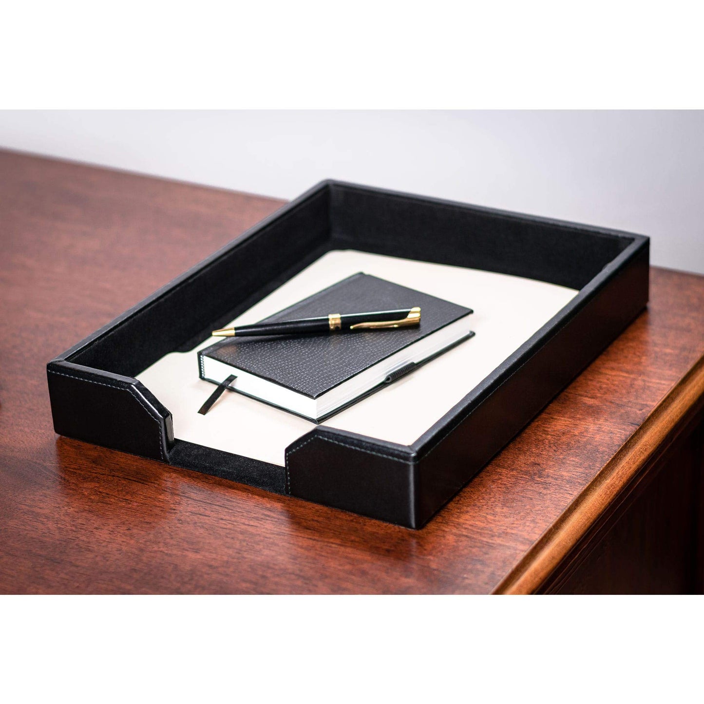 Dacasso Bonded Leather Desktop Tray Luxury Letter Holder & Paper Organizer for Desk, 13.5in x