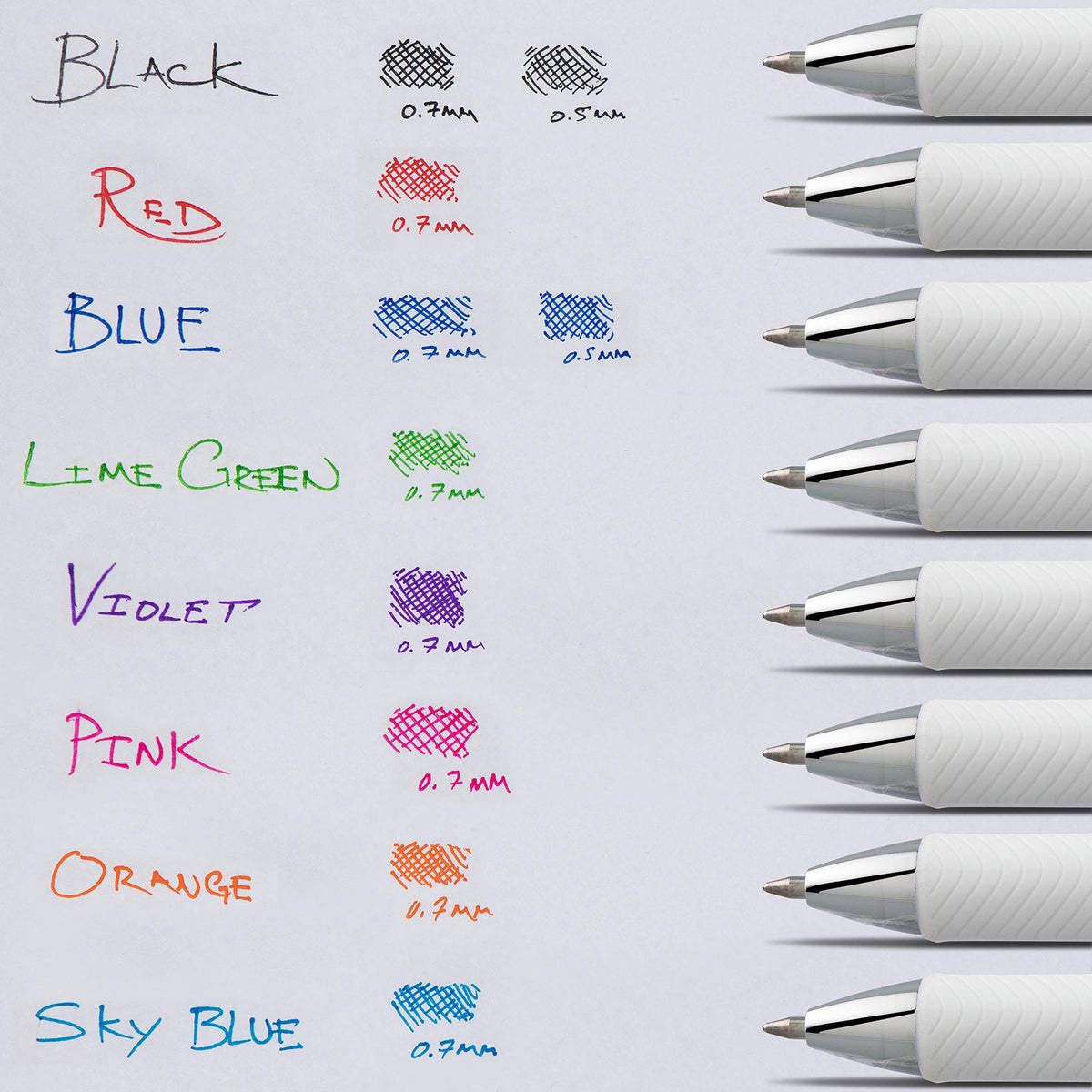 Pentel EnerGel RTX Pearl Retractable Liquid Gel Pen, (0.7mm) Medium Line, Needle Tip, Blue Ink, 12