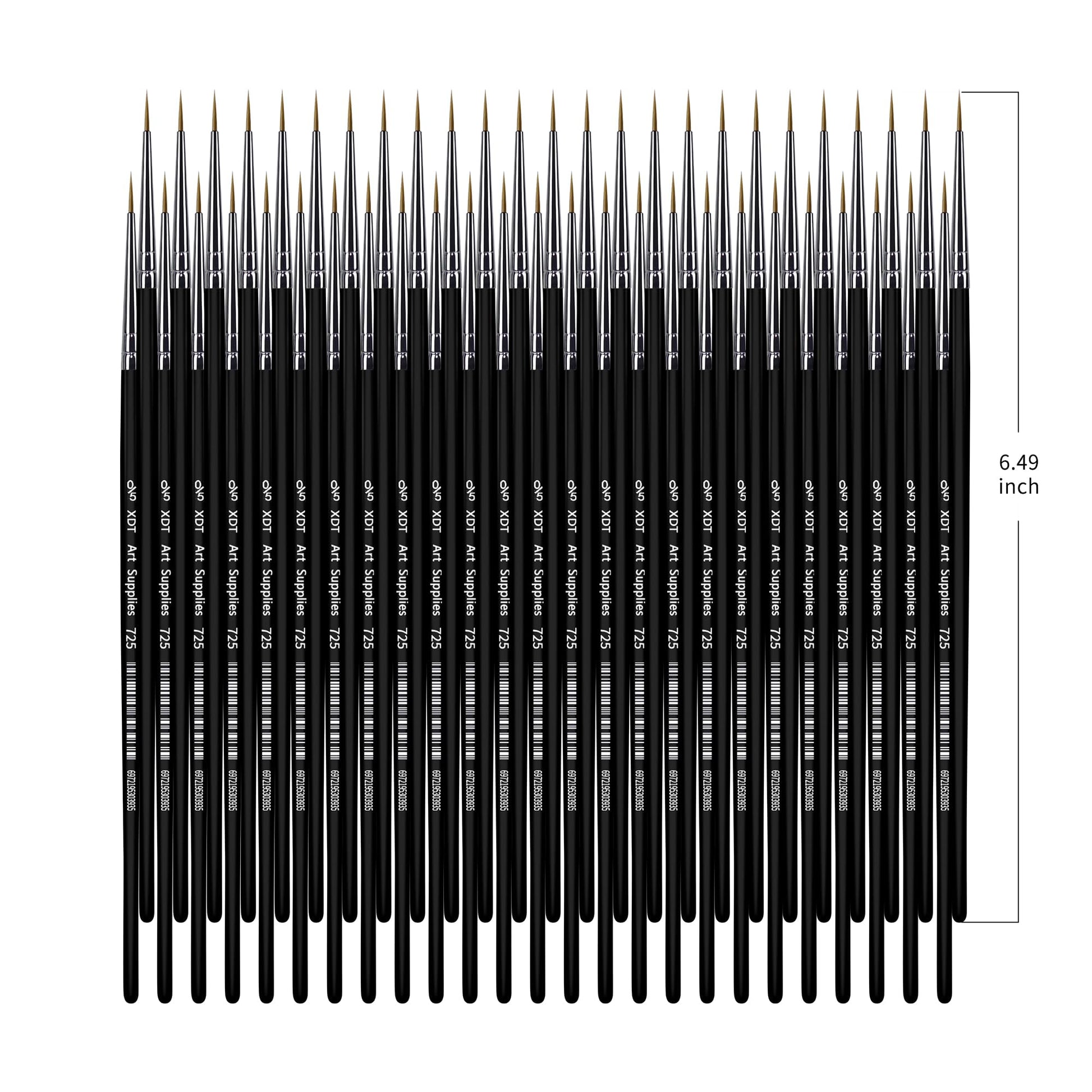 XDT#725 Fine Detail Artist Paint Brush 50 Piece Set Round Pointed Tip Paint Brush #00000 for Micro