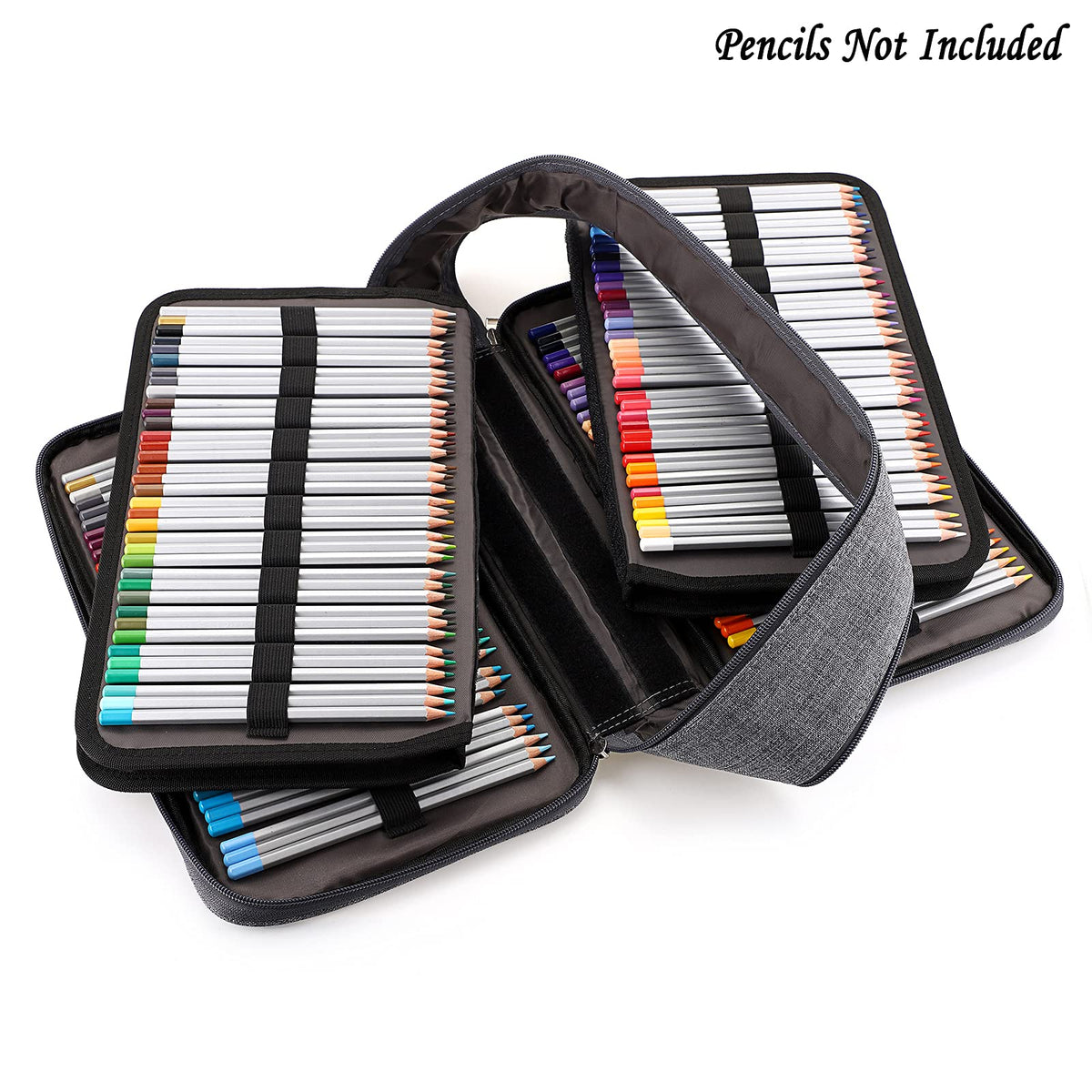 BTSKY Colored Pencil Case 360 Slots Pencil Bag Organizer High Capacity Holder with Double Zippers