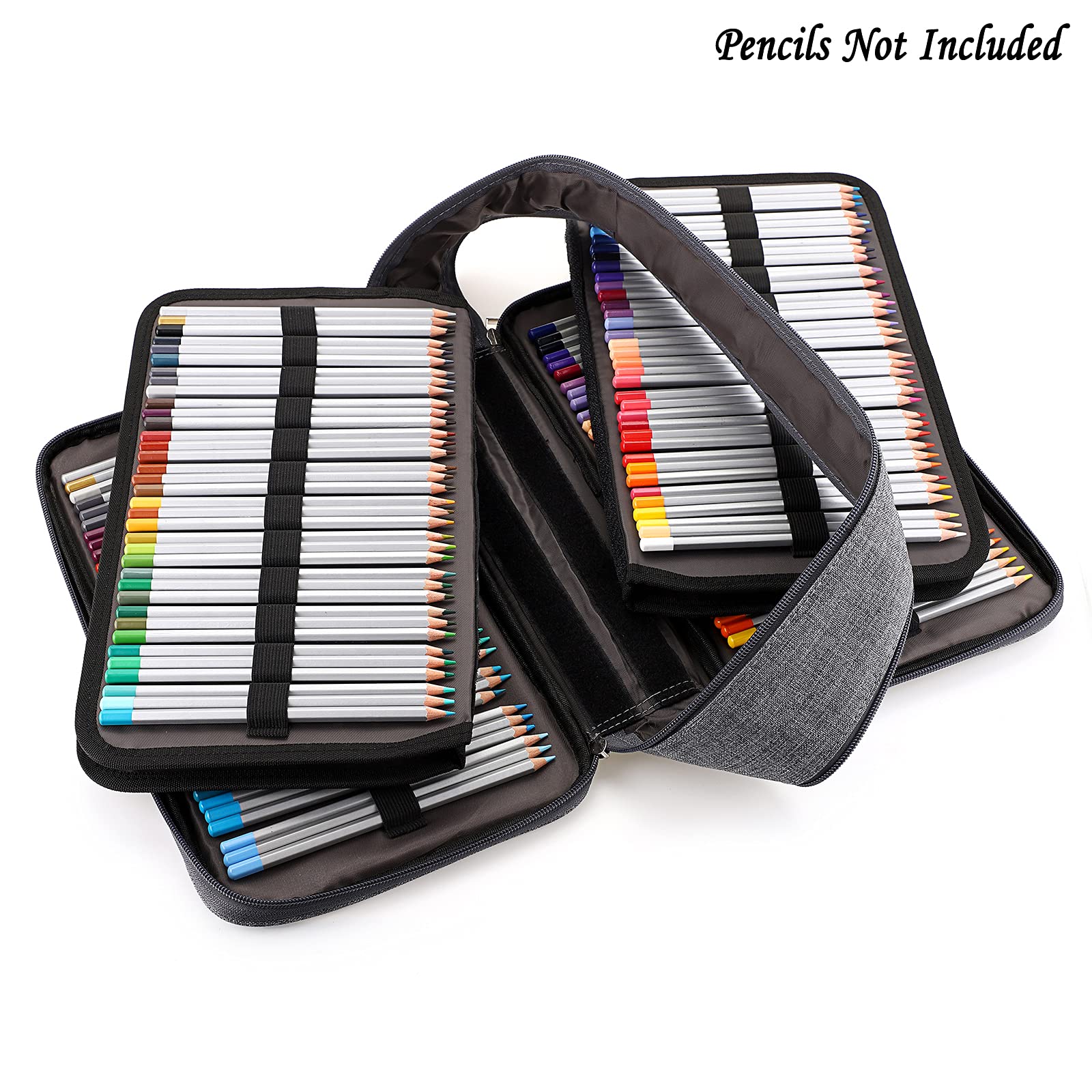 BTSKY Colored Pencil Case 360 Slots Pencil Bag Organizer High Capacity Holder with Double Zippers