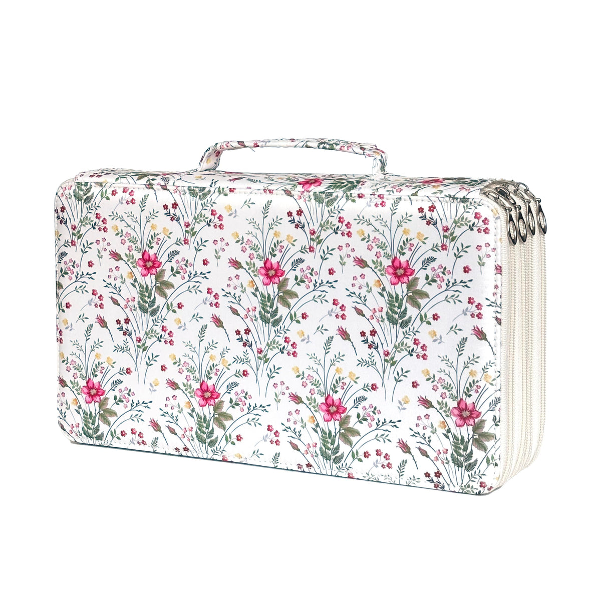 YOUNGCOL 300-Capacity Colored Pencil Case Pen Organizer (White Floral)